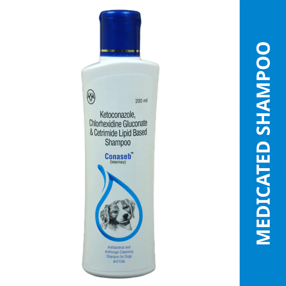 Intas Conaseb Antibacterial Antifungal Shampoo for Dogs Cats 200ml MediMartUs