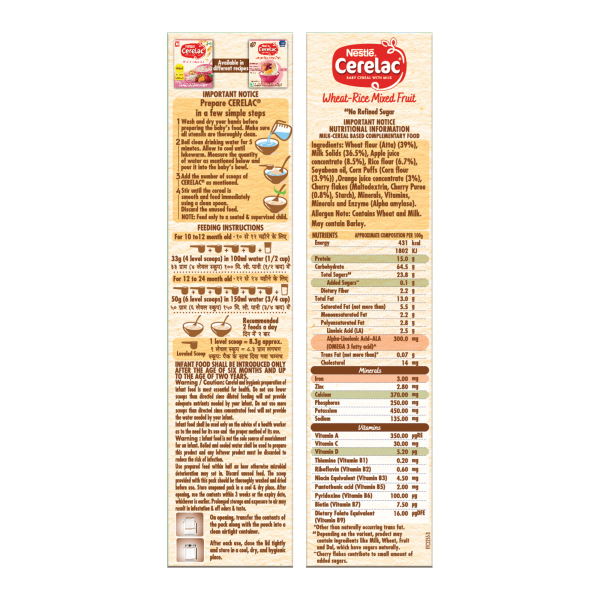 Nestle Cerelac Baby Cereal With Milk (10 to 24 M) Wheat Rice Mixed Fruit 300gm - Image 3